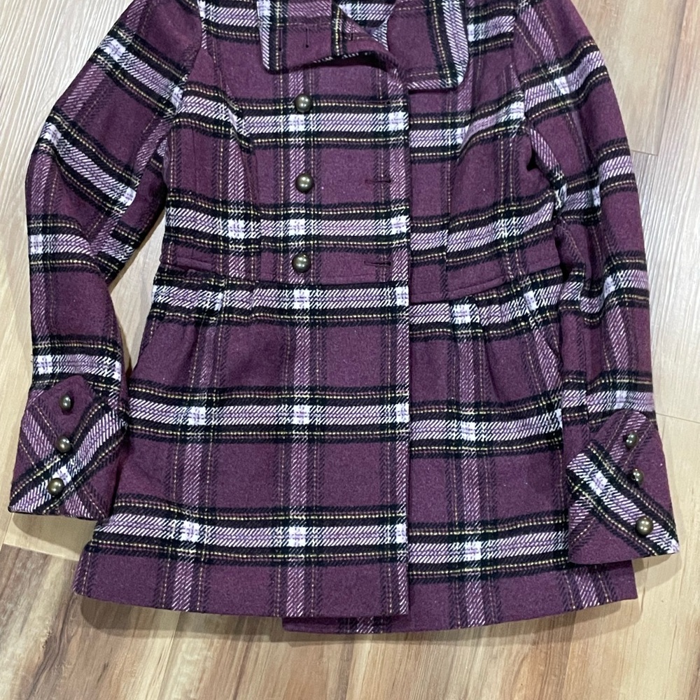 Pink Envelope Maroon and White Plaid Jacket